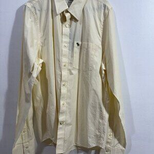 Abercrombie & Fitch Men's Yellow‎ Cotton Button Up Long Sleeve Shirt Sz 2XL NWT